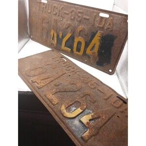 Antique Vintage 1935 Idaho Truck License Plates Match Set 6A-264 Man Cave Garage